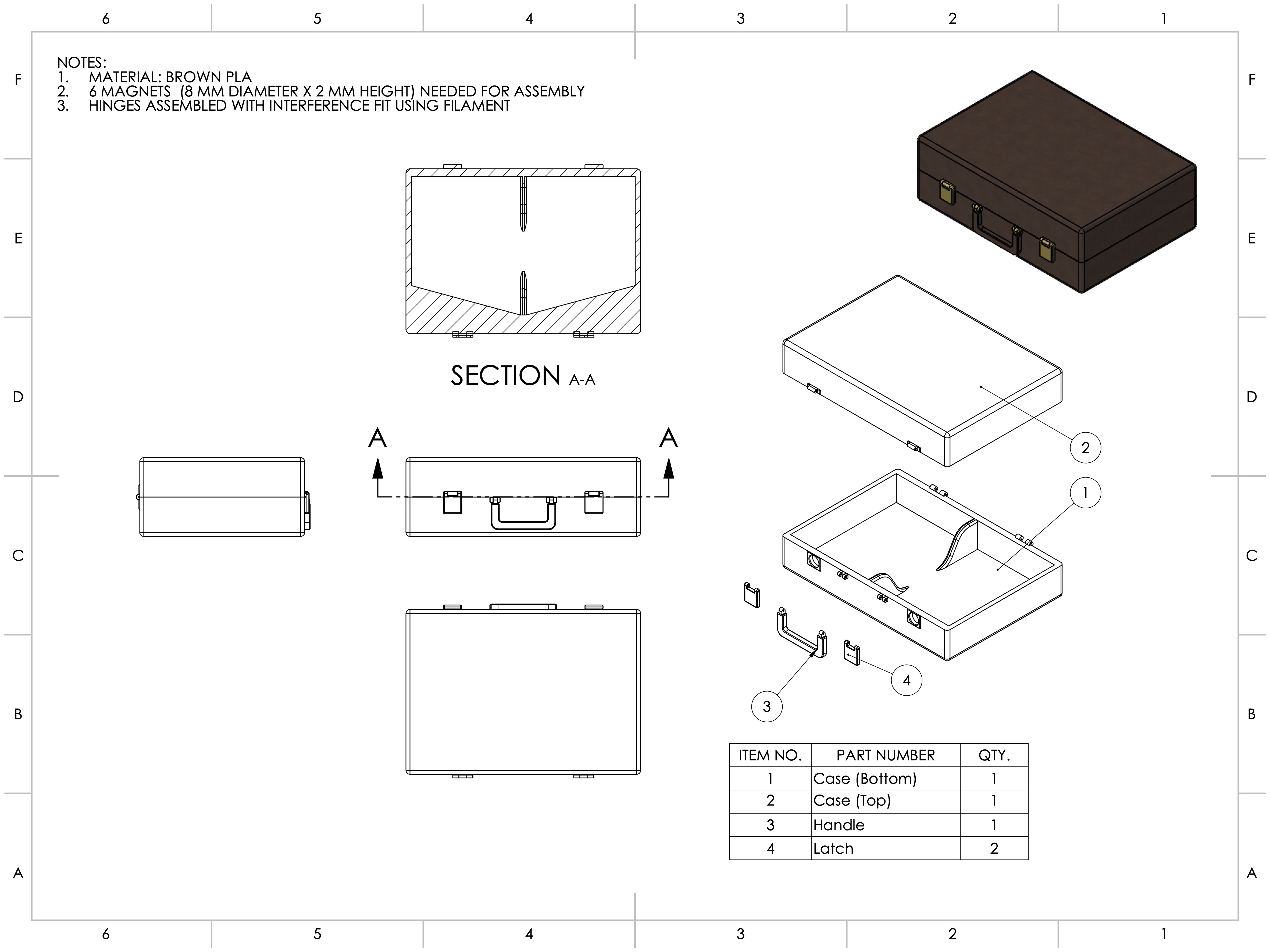 Briefcase Exploded Assembly Drawing